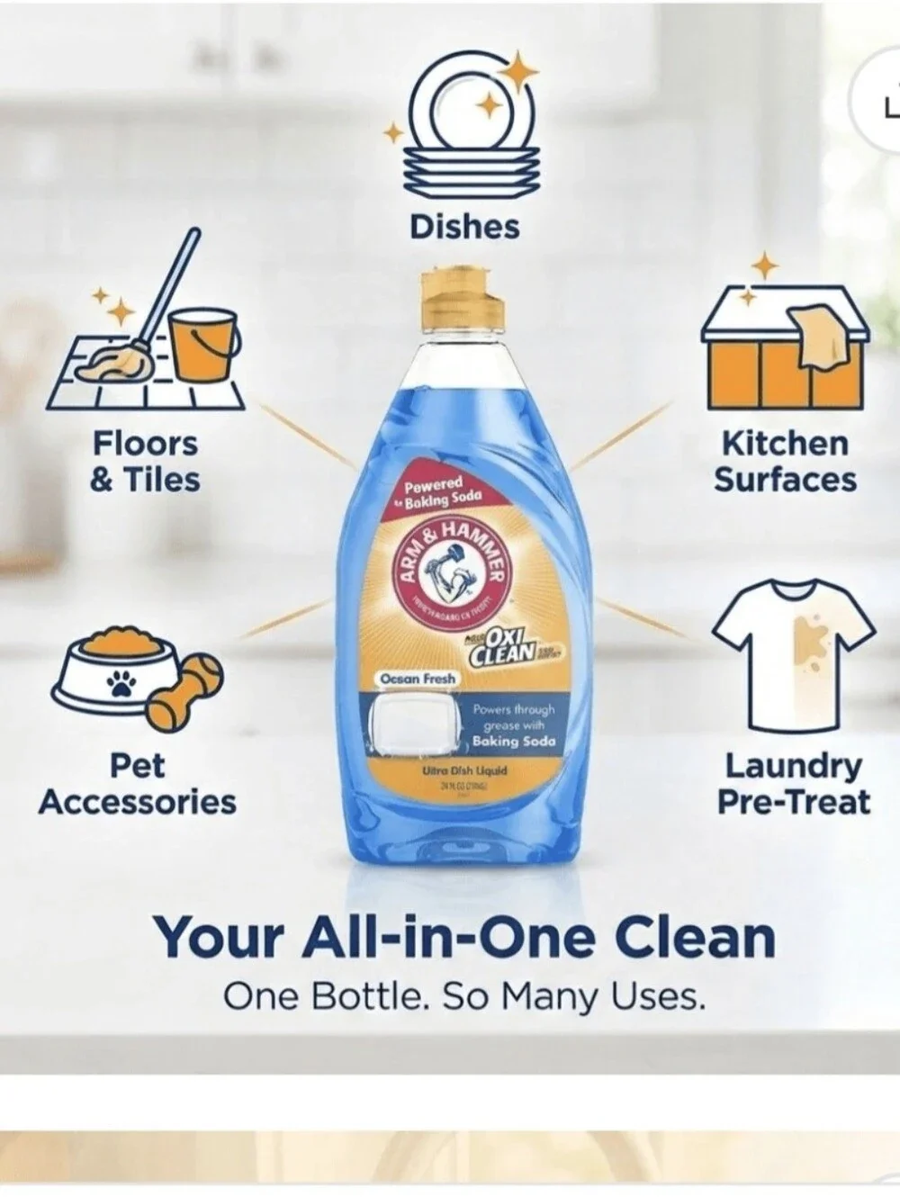 Arm & hammer  Dish Liquid with Oxi Clean. 24 oz.